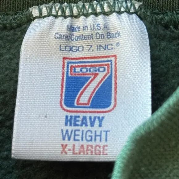Vintage Logo 7 Green Bay Packers Green Crewneck Sweatshirt 1996 Size XL